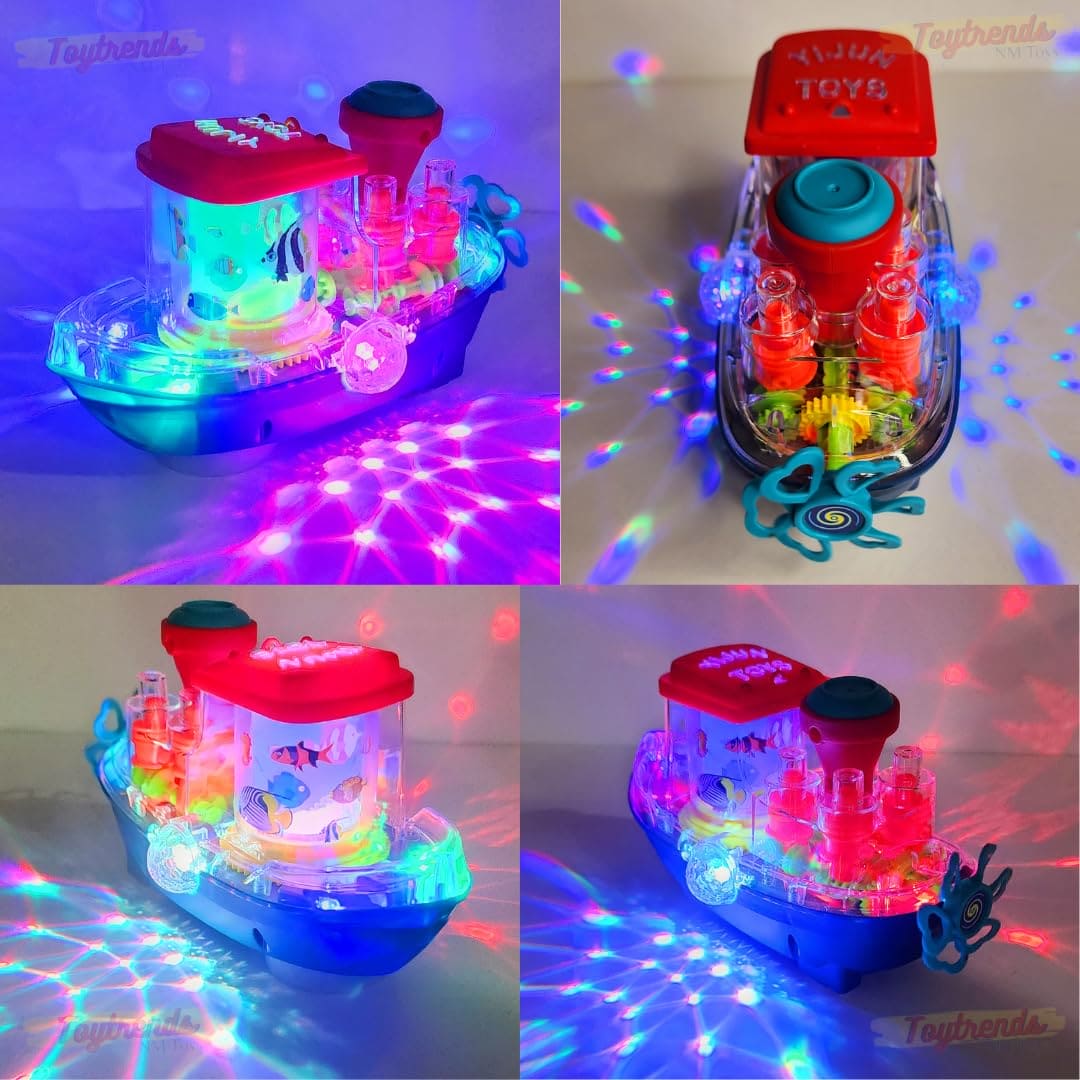 Gear Land Ship, Musical Toy Boat with Colorful Light, Transparent Rotatable Concept Boat, Underwater World Cruise Ship Toy For Kid, Battery Operated Toy Boat with Rotating Fishing Lamp Toy, Children's Toy Boat Gear Land Ship, Musical Toy Boat with Colorful Light, Transparent Rotatable Concept Boat, Underwater World Cruise Ship Toy For Kid, Battery Operated Toy Boat with Rotating Fishing Lamp Toy, Children's Toy Boat